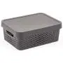 EZOWare Medium Gray Plastic Bubble Shelf Stackable Storage Organizer Basket with Lid Perfect for Storing Household Items