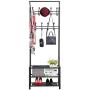 Yaheetech Metal Entryway 18 Hanger Hooks Clothes Coat Shoes Hats Bags Stand Rack Black