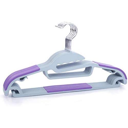 CLFAF Plastic Hangers, Non Slip Clothes Hangers Space Saving Clothes Hangers for Jackets Shirts Dresses Scarves Camisole -Purple 10-Pack CLFAF Plastic Hangers, Non Slip Clothes Hangers Space Saving Clothes Hangers for Jackets Shirts Dresses Scarves Camisole -Purple 10-Pack