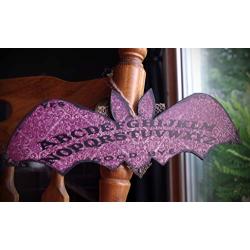 Antiqued Red Damask Ouija Spirit Board Hand Made Wooden Bat Home Decor Wall Plaque Hanger