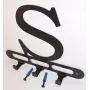 Capital Letter S Monogram Wall Hook Hanger. Satin Black. Solid Steel. Screws Included. Capital Letter S Monogram Wall Hook Hanger. Satin Black. Solid Steel. Screws Included.
