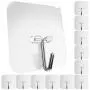 GLUIT Adhesive Hooks for Hanging Heavy Duty Wall Hooks 22 lbs Self Adhesive Towel Hook Waterproof Transparent Hooks for Keys Bathroom Shower Outdoor Kitchen Door Home Improvement Sticky Hooks 12 Pack