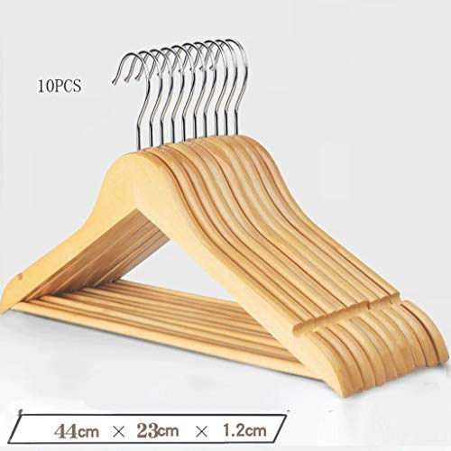 HNIWDJ Solid Wood Hangers Clothing Coat Hangers Clothing Special Wooden Wood Clothes Rack Indoor Airer 10 Packs (Color : A)