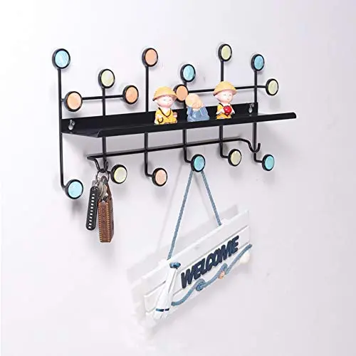 WZP Clothing Display Rack Creative Hanger Door Behind The Wall Hanging Wall,Porch Coat Rack Shelf Wall Wrought Iron Clothes Hook Rack Easy to Clean/Black / 48×10×23CM WZP Clothing Display Rack Creative Hanger Door Behind The Wall Hanging Wall,Porch Coat Rack Shelf Wall Wrought Iron Clothes Hook Rack Easy to Clean/Black / 48×10×23CM