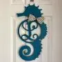 Monogram Seahorse Door Hanger - Seahorse Wreath - Nautical Door Hanger - Seahorse Initial Wreath - Marine Monogram - Seahorse Monogram