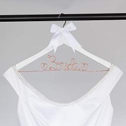 Ella Celebration Bride to Be Wedding Dress Hanger Wooden and Wire Hangers for Brides Gowns, Dresses (White with Rose Gold Wire)