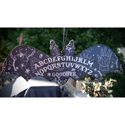 Black and Gray Mystic Ouija Spirit Board Hand Made Wooden Bat Home Decor Wall Plaque Hanger