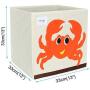 PICCOCASA Foldable Toy Storage Bins Square Cartoon Animal Storage Boxes Eco-Friendly Fabric Storage Cubes Organizer for Bedroom Playroom No Lid Red Crab Pattern 13