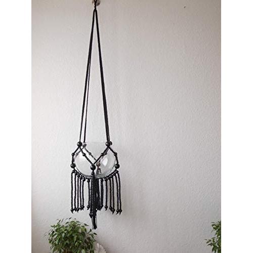 Macrame Plant hanger - Brown or black beads