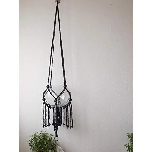 Macrame Plant hanger - Brown or black beads Macrame Plant hanger - Brown or black beads