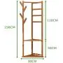 GGYDD Bamboo Tree Stand Clothes Hanger,Sturdy Coat Hat Rack Garment Rack with 3-Animal Storage Shelves and Hooks-Brown 30x158cm(12x62inch)
