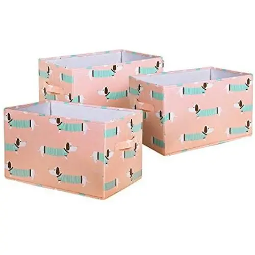 Lush Decor Sausage Dog Fabric Covered 3 Piece Collapsible Storage Boxes Set, 14 Lush Decor Sausage Dog Fabric Covered 3 Piece Collapsible Storage Boxes Set, 14