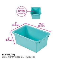 ECR4Kids Scoop-Front Storage Bins, Easy-to-Grip Design Storage Cubbies, Kid Friendly and Built to Last, Pairs with ECR4Kids Storage Units, 10-Pack, Turquoise