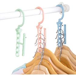 shlutesoy Plastic 5 Circle Anti-Slip Windproof Coat Clothes Hanger Buckle Rack Organizer Pink