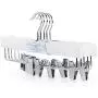 HANGERWORLD 25 White 14inch Wooden Clothes Coat Garment Closet Hangers with Adjustable Pants Skirt Clips
