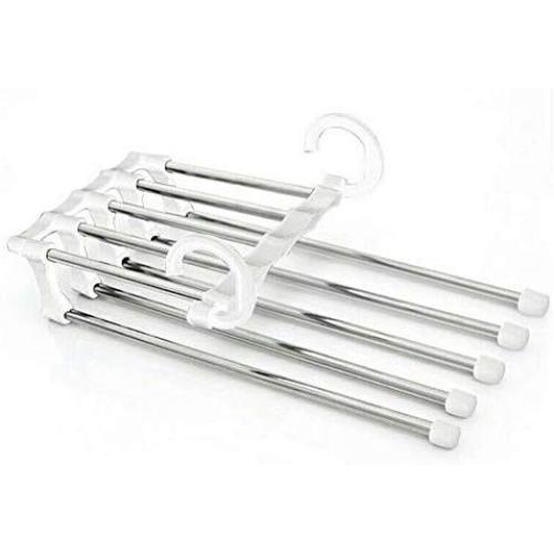 KYCPTNFJ Multi-Functional Pants Rack Shelves Portable 5 in1 Stainless Steel Wardrobe Clothes Hanger Storage Drying Hanger
