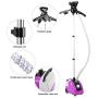 Ejoyous Garment Steamer with Stand, 1700W Heavy Duty Clothes Standing Fabric Steamer with 11 Steam Level, Fabric Brush, Garment Hanger, 1.7 Liters Water Tank and Adjustable Pole for Home Use - Purple