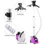 Garment Steamer, Heavy Duty Powerful 1500w Fast-Heating Standing Full Size Clothes Fabric Steamer with 11 Steam Levels, Fabric Brush, Garment Hanger, Retractable Pole for Home Office (Purple)