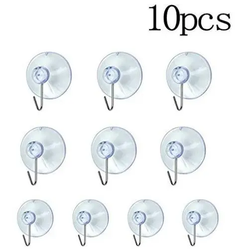 10 Clear Suction Cup Suction Cup Hook Hanger Clothes Coat Door Wall Window Metal Hook Kitchen Bathroom Glass Tile Household Kitchen Supplies