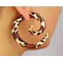 Leopard Earrings Leopard Print Spiral Earrings Animal Tribal Plugs Fake Gauges Ear Studs Tunnels Cheater Stretchers Hangers Real Tapers Faux Piercing Body Jewelry Stretched Lobes Gauged Weights