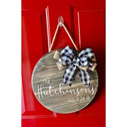 Personalized Wooden Door Hanger | Circle Door Hanger | 16 Inch Door Hanger | Farmhouse Door Hanger