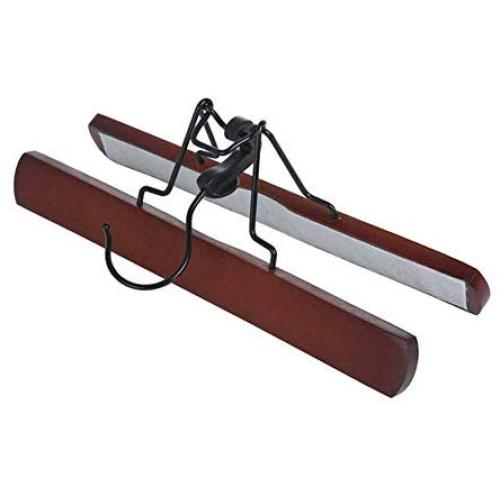 Clothes Hanger Closet Home Wardrobe Storage Hanging Non Slip No Trace Clip Type Trouser Skirts Drying Rack Hotel Solid Wood Space Saving(Light Wine Red)