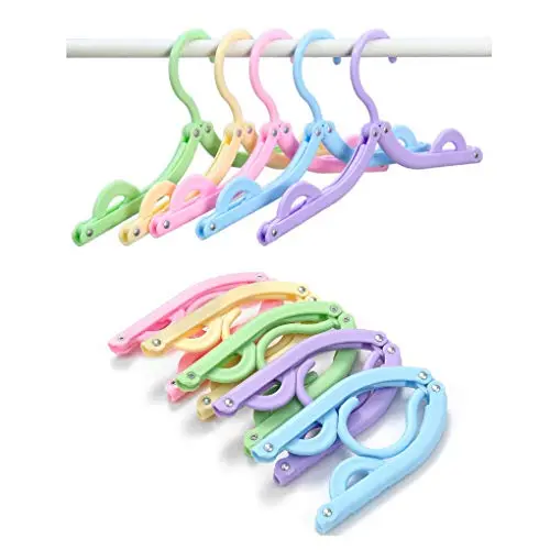 Youfui Portable Folding Clothes Hangers Travel Accessories Foldable Clothes Drying Racks for Travel Home Storage (10pcs Folding Hangers)