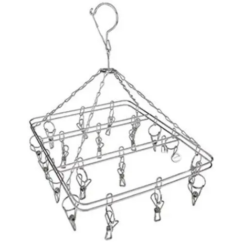 tomoyou Stainless Steel Laundry Drying Rack Drip Hanger 32 Clips Drying Socks, Baby Clothes, Towels, Underwear, Socks, Gloves