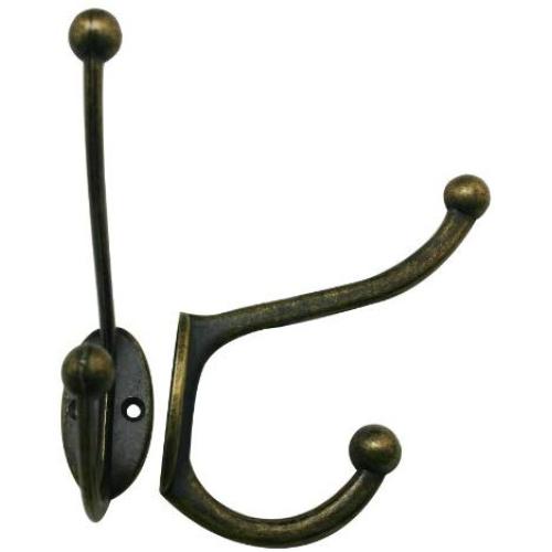 Amanaote Metal Antique Brass Double Hook Hat And Robe Coat Hanger Clothes Hook With Screws(Pack Of 5) Amanaote Metal Antique Brass Double Hook Hat And Robe Coat Hanger Clothes Hook With Screws(Pack Of 5)