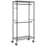 Finnhomy Heavy Duty Rolling Garment Rack Clothes Rack with Double Hanger Rods and Shelves, Portable Closet Organizer with Wheels, 1″ Diameter Thicken Steel Tube Hold Up to 300Lbs, Black Finnhomy Heavy Duty Rolling Garment Rack Clothes Rack with Double Hanger Rods and Shelves, Portable Closet Organizer with Wheels, 1″ Diameter Thicken Steel Tube Hold Up to 300Lbs, Black