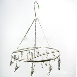 Lecent@Round Hollow Stainless Steel Laundry Drying Rack Hanger with 15/20 Clips For Drying Socks, Kids Clothes, Bra, Towel, Underwear, Hat, Scarf, Pants, Gloves (Round 20 clips 7mm)