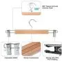 IEOKE Natural Wooden Pants Hangers with Metal Clips, Smooth Finish Skirts Hangers with Adjustable Hooks, Clip Hangers for Slacks, Trousers, Skirts, and Bottoms (12 Pack)