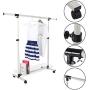 Shwk Collapsible Single Rail Adjustable Clothes Hanger Rolling Garment Rack Duty Rail