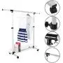Shwk Collapsible Single Rail Adjustable Clothes Hanger Rolling Garment Rack Duty Rail Shwk Collapsible Single Rail Adjustable Clothes Hanger Rolling Garment Rack Duty Rail