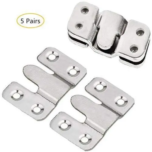 Eyourlife Flush Mount Bracket Interlocking Furniture Connector, Heavy Duty Stainless Steel Photo Frame Hook Picture Hanger for Large Picture Display Art Gallery Wall Mount Hardware (5 Pairs) Eyourlife Flush Mount Bracket Interlocking Furniture Connector, Heavy Duty Stainless Steel Photo Frame Hook Picture Hanger for Large Picture Display Art Gallery Wall Mount Hardware (5 Pairs)