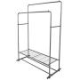 BOFENG Clothes Rack Metal Garment Racks Heavy Duty Indoor Bedroom Cool Clothing Hanger with Top Rod and Lower Storage Shelf Black Silver