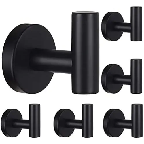 Towel Hooks Bathroom Hook Wall Towel Hooks 6 Pack Black Coat Hooks, Heavy Duty Robe Hook Holder for Bathroom Kitchen Garage Home Hotel Office Cabinet Towel Hooks Bathroom Hook Wall Towel Hooks 6 Pack Black Coat Hooks, Heavy Duty Robe Hook Holder for Bathroom Kitchen Garage Home Hotel Office Cabinet