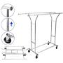 Wichai Shop Double Rail Garment Rack Commercial Rolling Hanger Clothing Grade Collapsible Cloth Heavy Duty Adjustable