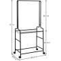 Terby Garment Clothes Pant Rack Jeans Trouser Rolling Trolley-Closet Organizer, Wardrobe Storage with Lockable Wheels and 12 Hangers, Hanging Rod, Black