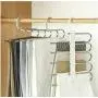 5pcs 5 in 1 Pant Rack Shelves Stainless Steel Clothes Hangers Multi-Functional Wardrobe Magic Hanger Random Color