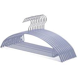 Nature Smile 10 Pack Non-Slip Suit Hanger,Coat Jacket Hangers,Sweater Hangers,PVC-Coating Metal Hangers for Pants,Shawls,Belts,Bras - Dimple & Crease Free T-Shirt Hangers,Silvery Grey Color