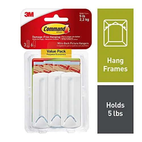 Command Wire-Back Hangers, Indoor Use, 3 hangers, 6 strips, Decorate Damage-Free (17043-ES) Command Wire-Back Hangers, Indoor Use, 3 hangers, 6 strips, Decorate Damage-Free (17043-ES)