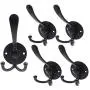 Coat Hook Wall Mounted,LECAMEBOR Three Prong Coat Rack Stainless Steel Entryway Hooks Clothes Hanger for Robe Hat Towel Purse(Black, 5 Pack)