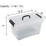 Livable Clear Plastic Storage Boxes with Black Handle, 11 Quart Storage Bin with Latch/Lid, 3 Pack