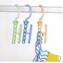10pcs Random Color Magic Hanger 5 Circle Multilayer Windproof Clothes Hanger Organizer Fixed Holder Storage Racks Buckle Hanger Rack Anti-Slip