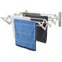 Wall Mount Clothes Drying Rack, X-cosrack Rustproof Accordion Retractable Drying Rack for Laundry Room/Bathroom Tower, 8 Bar Space-Saving Aluminium Alloys Garment Hanger 23 Linear Feet Pearl White