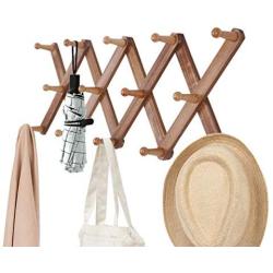 OROPY Wooden Expandable Coat Rack Wall Mounted Multi-Purpose Closet Hook for Door and Wall (X Shape, 14 Peg Hooks)