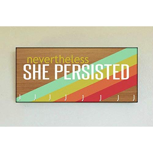 Race Medal Holder/Running Medal Hanger NEVERTHELESS SHE PERSISTED- Wood Wall Mounted Medal Organizer. CUSTOMIZATION Available
