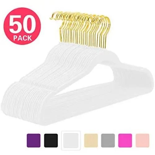 MIZGI Premium Velvet Hangers (Pack of 50) Heavyduty - Non Slip - Velvet Suit Hangers - Gold Hooks,Space Saving Clothes Hangers (multiple hanger color options) MIZGI Premium Velvet Hangers (Pack of 50) Heavyduty - Non Slip - Velvet Suit Hangers - Gold Hooks,Space Saving Clothes Hangers (multiple hanger color options)