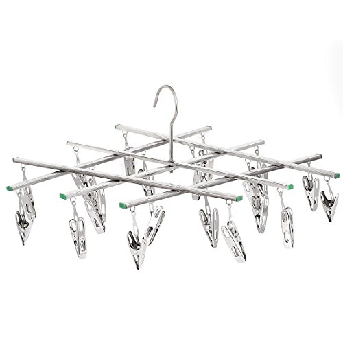 uxcell Swivel Hook 20 Pegs Underwear Socks Gloves Drying Rack Clothes Hanger